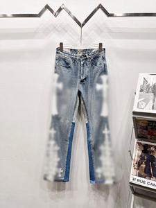 Jeans de Pierna Recta Lavados de Alta Calidad BEST ROCK para Hombre y Mujer, Moda Urbana Americana Chrome Hearts, 100% Algodón Transpirable, Corte Medio - Product Image 3