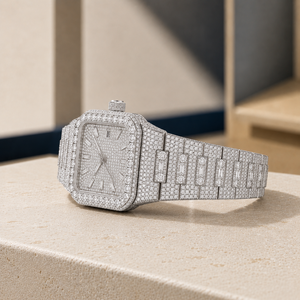 Customized Square Stainless Steel Mechanical <b>Automatic</b> ETA Fashion Watch D-VVS Moissanite Diamond <b>Chronograph</b> 40mm Pointer Hip - Product Image 4