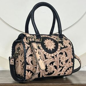 Nouvelle Collection 2026 : Ensembles de Bagages Assortis 3 Pièces en Cuir Véritable Fait Main à Motifs Floraux – Sacs de Voyage, Sacs Bandoulière et Sacs de Week-end - Product Image 2