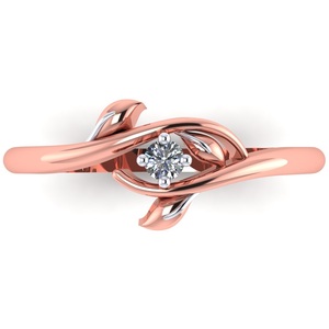 แหวนเพชรโรสโกลด์ดีไซน์ใบไม้ 14K ประดับเพชรทรงกลมแบบอินฟินิตี้สำหรับผู้หญิง งานฝีมือสุดประณีต - Product Image 2