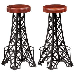 Ensemble de 2 tabourets de bar marron et noir - Product Image 1