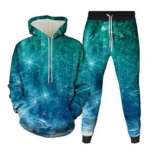ชุดวอร์มพิมพ์ลายกาแล็กซี่แบบ unisex เสื้อฮู้ดและกางเกงจ็อกเกอร์ ชุดลำลองสำหรับเล่นกีฬา ระบายอากาศได้ดี ผลิตจากโพลีเอสเตอร์ เหมาะสำหรับใส่ในฤดูใบไม้ร่วง มีเชือกผูกเอว ความยาวเต็มตัว - Product Image 5