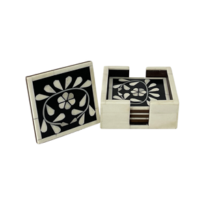 Handmade Luxury Modern 4-Piece Customizable Logo Bone Coasters Set High Quality Eco-Friendly Oil Proof Resin Inlay Design for - Product Image 3