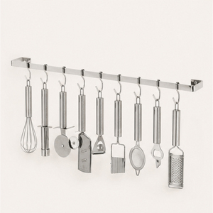 Organiseur de cuisine multifonctionnel, rails muraux suspendus en acier inoxydable, support mural pour ustensiles de cuisine à prix avantageux - Product Image 1