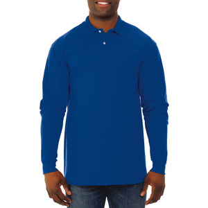 Polo décontracté à manches longues en coton bleu uni, coupe classique, pour t-shirt à manches longues, logo personnalisé, uniforme de travail, uni - Product Image 2