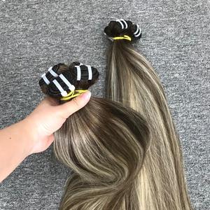 Venta al por mayor 100% Super doble dibujado Virgen Extensiones de cabello humano crudo Piano Color de alta calidad para Genius Weft - Product Image 3