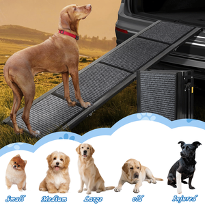 Rampa Portatile per Animali Domestici per Auto SUV Camion - Rampa Pieghevole per Cani Lunga 180 cm e Larga 48 cm con Superficie Antiscivolo e Gradini Extra Larghi - Product Image 6