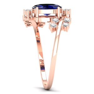 Anillos Solitarios de Plata de Ley 925 con Moissanita de Diseño Elegante REYES para Mujer, Anillos de Compromiso de Lujo con Zafiro Azul de 1.2 Quilates - Product Image 3