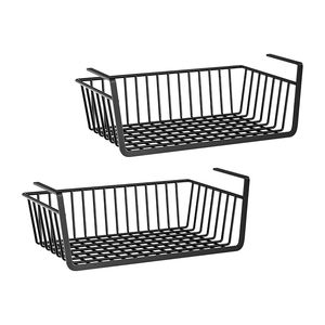 Panier de rangement noir à suspendre sous l'étagère pour garde-manger, armoire, comptoir de cuisine – Panier en fil métallique pour collations et aliments - Product Image 2