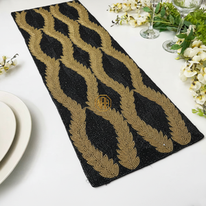 Handmade Floral Modern Beaded Embroidered Custom Design <b>Table</b> <b>Runner</b> Placemat Supplier - Product Image 6