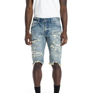 Outdoor Plain Knee Length Streetwear <b>Men</b> Denim Shorts Professional Light Weight High Quality <b>Men</b> Denim Jeans Shorts - Product Image 1