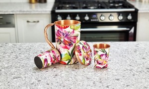 Jarra de Agua de Cobre con Base Blanca y Estampado Floral Rosa para Mantener la Salud, Compre Directamente del Proveedor - Product Image 3