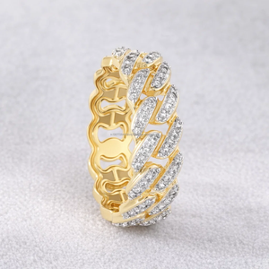 Anillo de Hombre de Oro Amarillo Sólido de 14K con Diamante Natural de Corte Brillante de 7MM, Estilo Cubano Hiphop, Anillo de Compromiso o Boda de 0.72 Ct - Product Image 2