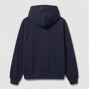 Sudadera con Capucha Azul Marino para Mujer, Personalizable con Logotipo, Color Sólido, Felpa de Algodón, Manga Larga con Bolsillos, Corte Regular, Otoño - Product Image 2