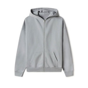 Sudadera con capucha verde de cremallera completa, gruesa y pesada, con bolsillos - Product Image 5