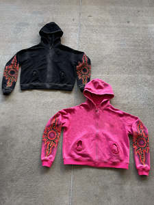 Sweat à capuche zippé Nesta Sports personnalisé en molleton 100 % coton pour homme, imprimé DTG avec motif en strass - Product Image 3