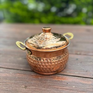 Copper Metal Cooking Casserole with Lid <b>Large</b> Deep Pot for Food Preparation Kitchen Home Hotel Restaurant Use - Product Image 4