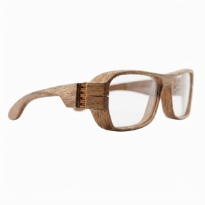 Square Wooden <b>Sunglasses</b> For Men Women Custom Logo <b>Oversized</b> Flat Top Two-Tone Mismatched Lens Eco-Friendly Wood Frame Eyeglass - Product Image 2