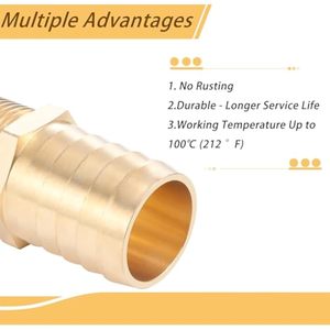 Raccords de tuyau à barbillons en laiton, adaptateur de tuyau d'air de 1 po à 1 po NPT mâle - Product Image 2