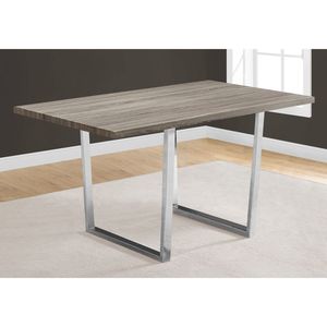 Tavolo da Pranzo Rettangolare Contemporaneo da 60 Pollici in Laminato Marrone con Dettagli in Metallo Cromato per Cucina e Sala da Pranzo - Product Image 2