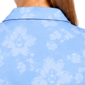 Polo de Golf de Manga Corta para Mujer, Color Azul Acero, Estampado Floral, Deportivo, Transpirable, Personalizable, Venta al Por Mayor - Product Image 3