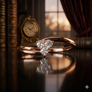 Rose Gold Contemporary Open <b>Wrap</b> Ring with Three Round Stones Luxury <b>Bridal</b> Fine Jewelry for Women - Product Image 1
