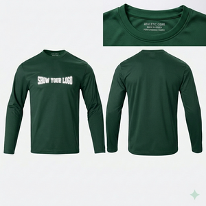 Camiseta personalizada para hombre, lisa, de corte ajustado, con tu logo personalizado, transpirable, de secado rápido, cuello redondo, poliéster, manga larga, ligera. - Product Image 1