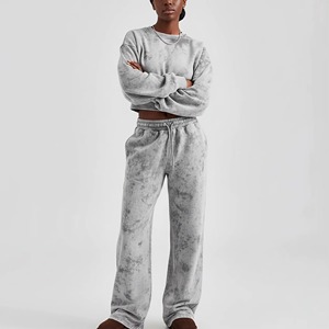 Conjunto Deportivo de Dos Piezas para Mujer, Estilo Casual, Sudadera con Cuello Redondo y Logotipo Personalizado, Pantalones Deportivos, Lavado Ácido, para Otoño - Product Image 5