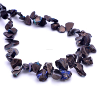 Perles de pierres précieuses d'opale éthiopienne brin de 8 pouces couleur noire perles lisses opale de feu pépite puces opale éthiopienne noire naturelle