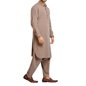 Men's Cotton Kurta Shalwar Set Traditional <b>Ankle</b>-Length Regular Fit Casual Wear India Pakistan Style All Seasons Brown - Product Image 2