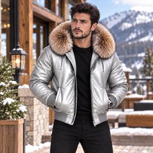 Veste d'hiver à capuche en cuir pour homme, Chaqueta de Cuero Hombre Premium |   Veste en cuir homme luxe |   Veste en cuir pour homme - Product Image 1