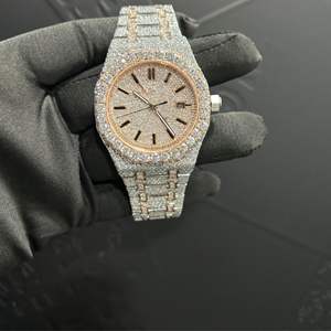 Montre de luxe Hip Hop avec diamants Moissanite VVS de laboratoire taille ronde, bracelet en caoutchouc, montre mécanique faite à la main - Product Image 6