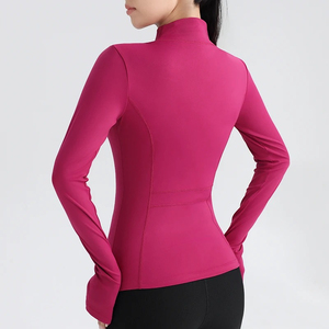 Women Yoga <b>Jacket</b> Full Zip Mock Neck Long Sleeve High Elasticity Slim Fit Athletic Breathable <b>Workout</b> Top Front Logo - Product Image 6