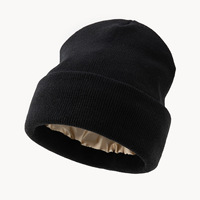 Bonnet d'hiver en tricot épais et extensible avec revers, doublé satin et soie, imprimé numériquement, pour hommes et femmes, motif original