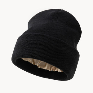 Satin Lined <b>Winter</b> Beanie Hat for Men Women Warm Thick Knit Stretchy Cuffed Skull <b>Cap</b> With Soft Silk Lining - Product Image 1