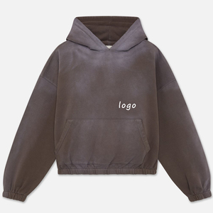 Sweat-shirt à capuche surdimensionné pour homme, en molleton épais, style vintage délavé à l'acide, streetwear pour l'hiver - Product Image 5