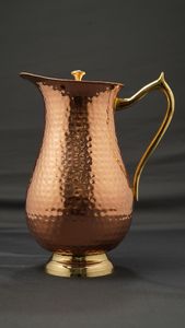 Handcrafted Hammered <b>Copper</b> Pitcher with Lid Vintage Water Jug 1100 Ml Eco-Friendly Dishwasher Safe BPA Free Elegant Drinkware - Product Image 3