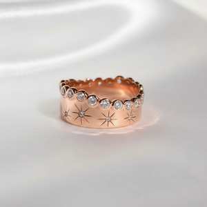 Bague de mariage tendance en argent sterling 925 avec zircons cubiques sertis clos, motif bulles et étoiles, cadeau de fiançailles pour femme - Product Image 2