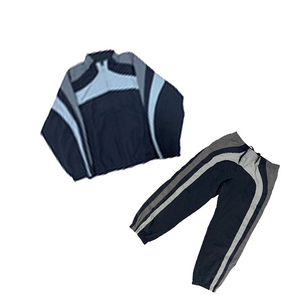 Custom Sweat Suit Embroidery Zip up <b>Jogger</b> Set <b>Nylon</b> Sweat Pant Windbreaker 2Piece Sets Outdoor Tracksuits for Men OEM - Product Image 3