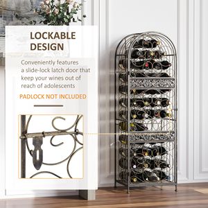 Portabottiglie in Ferro Battuto Bronzo Antico con Serratura per 45 Bottiglie - Product Image 5