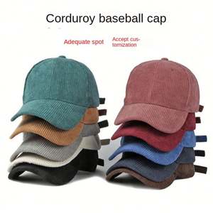 Gorro de Béisbol Cálido para Otoño e Invierno, Tela de Pana con Logotipo Impreso, Bordado de Letras, Gorro Personalizable con Estampado - Product Image 2