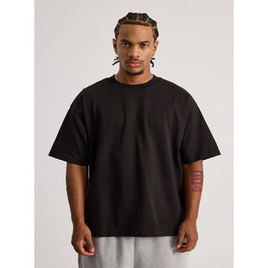 T-shirt en mélange de coton de haute qualité, coupe ajustée, noir, pour hommes, vente en gros, fabricant de t-shirts, jersey de haute qualité - Product Image 1