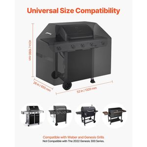 Housse de barbecue d'extérieur de 52 pouces, résistante aux intempéries, résistante, en polyester 600D, facile à mettre et à enlever, sangles à crochets et boucles, accessoire de barbecue - Product Image 4