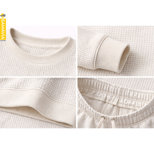 Ensembles de vêtements d'hiver confortables pour hommes RTS, 100% coton piqué, texture gaufrée, couleur unie |   Fournisseur OEM Samavia Commandes en gros - Product Image 4