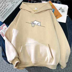 Sudadera con Capucha Casual de Bubble Tea para Hombre, Diseño de Gato Kawaii Boba, Color Sólido, Efecto Lavado - Product Image 2