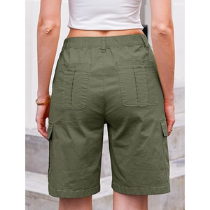 Shorts en jean stretch taille haute pour femme, coupe décontractée, ourlet brut, style mom fit, longs, fabriqués au Bangladesh - Product Image 2