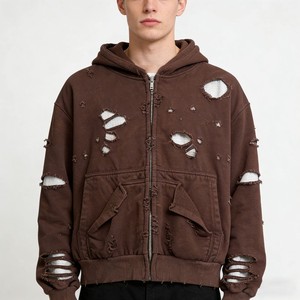 Sudadera con capucha personalizada de invierno con cremallera completa, 100% algodón, estilo oversize, fabricante de marca privada, venta al por mayor, EE. UU. - Product Image 4