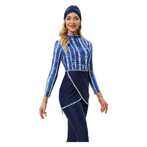 Comfortable Modest Women's <b>Islamic</b> Burkinis 2-Piece Set Long Sleeves High Cut <b>Print</b> Front Logo Spandex/Polyester Quick Dry - Product Image 4