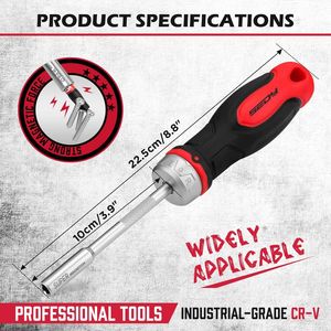 Cacciavite multi-punta durevole da 220 mm con impugnatura antiscivolo e attacco magnetico a cricchetto da 1/4 di pollice - Product Image 3