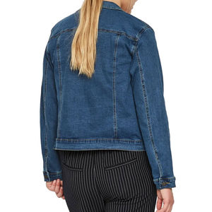 Women's <b>Customized</b> Logo Single Button Light-Weight <b>Denim</b> <b>Jacket</b> Solid Pattern Autumn Woven Breathable Eco-Friendly Windproof - Product Image 5